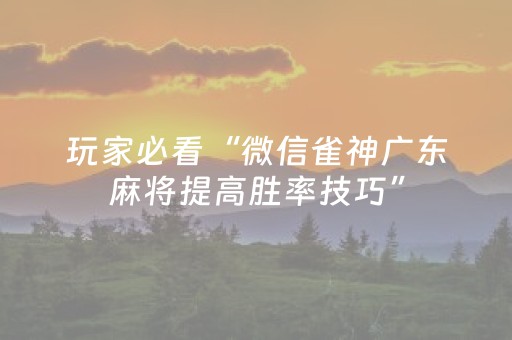 玩家必看“微信雀神广东麻将提高胜率技巧”（必赢神器免费安装)