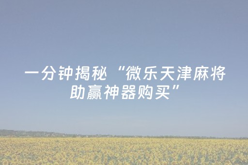 一分钟揭秘“微乐天津麻将助赢神器购买”（开挂辅助脚本)