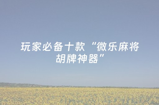 玩家必备十款“微乐麻将胡牌神器”（控牌神器)