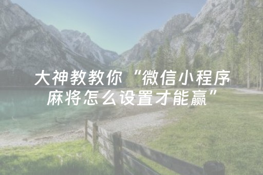 大神教教你“微信小程序麻将怎么设置才能赢”（控牌神器)