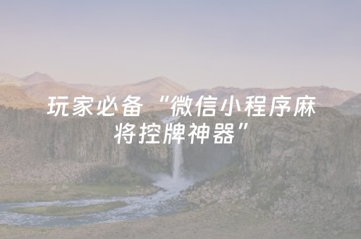 3分钟学会“最先进的程序麻将机（专用辅牌神器免安装）