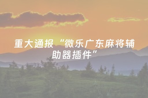 重大通报“微乐广东麻将辅助器插件”（攻略插件)