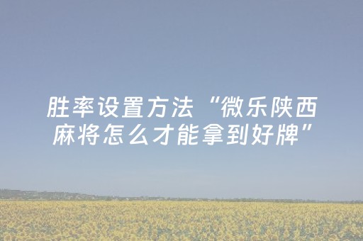 必看教程“微乐家乡麻将助赢神器购买（专用辅牌神器免安装）
