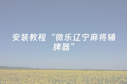 安装教程“微乐辽宁麻将辅牌器”（自建房怎么拿好牌)