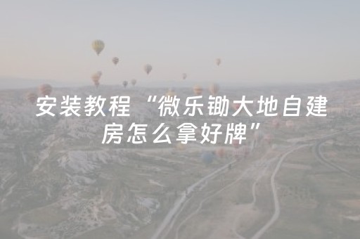 安装教程“微乐锄大地自建房怎么拿好牌”（外辅工具)