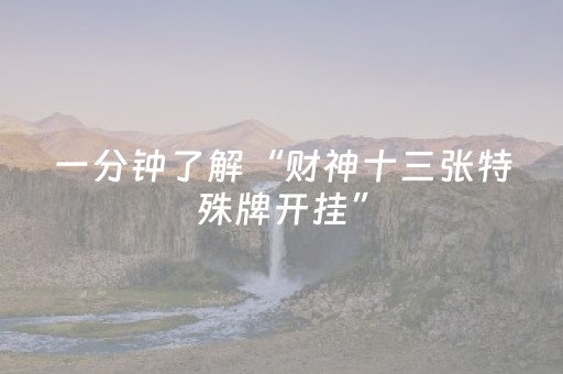 一分钟了解“财神十三张特殊牌开挂”（神器最新免费)