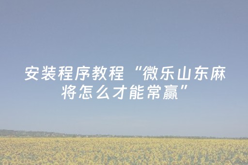 安装程序教程“微乐山东麻将怎么才能常赢”（辅助器插件)