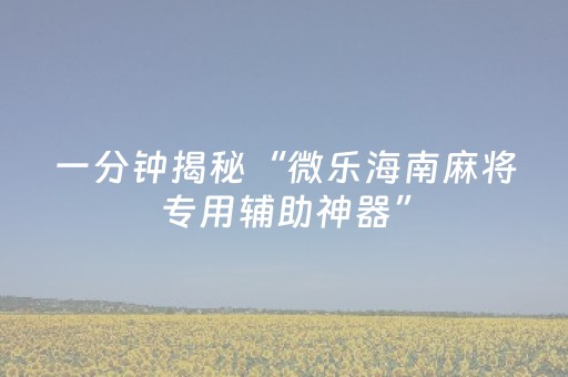 一分钟揭秘“微乐海南麻将专用辅助神器”（辅牌器插件购买)
