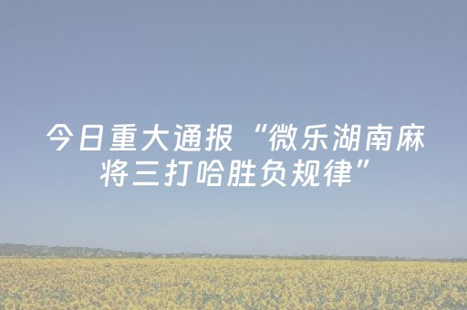 今日重大通报“微乐湖南麻将三打哈胜负规律”（必赢神器)