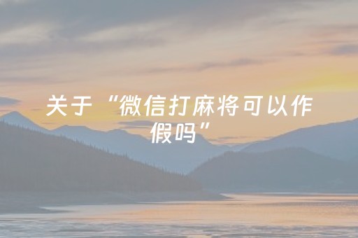 关于“微信打麻将可以作假吗”（辅助器插件)