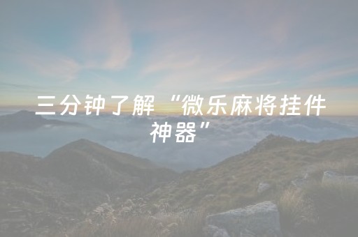 三分钟了解“微乐麻将挂件神器”（提高胜率软件)