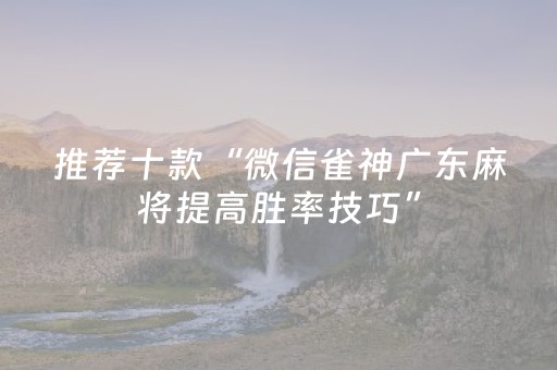 推荐十款“微信雀神广东麻将提高胜率技巧”（确实有插件吗)