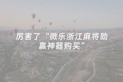 厉害了“微乐浙江麻将助赢神器购买”（插件开挂免费AI)