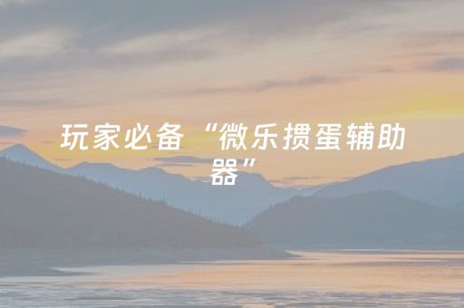 玩家必备“微乐掼蛋辅助器”（开挂神器下载)
