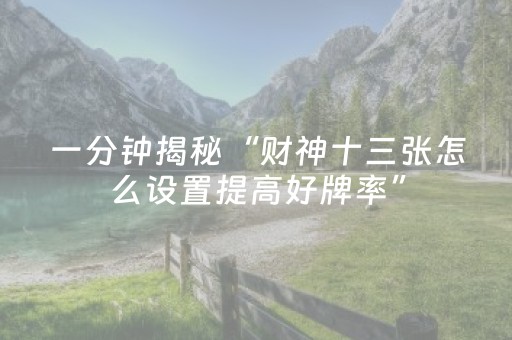 一分钟揭秘“财神十三张怎么设置提高好牌率”（专用神器下载)
