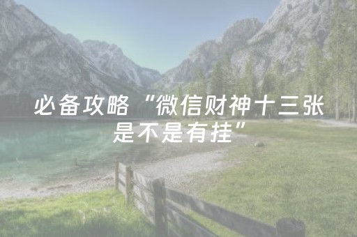 必备攻略“微信财神十三张是不是有挂”（辅助器通用版)