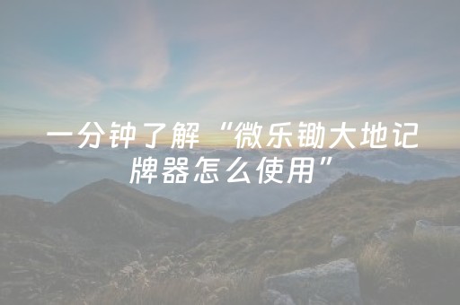 一分钟了解“微乐锄大地记牌器怎么使用”（神器通用版)