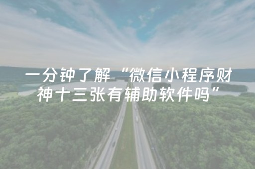 一分钟了解“微信小程序财神十三张有辅助软件吗”（确实有插件吗)