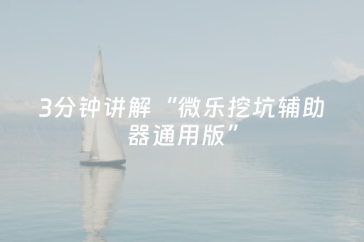 3分钟讲解“微乐挖坑辅助器通用版”（免费专用神器)