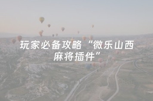 终于发现“微乐山西麻将斗地主怎么提高胜率（助赢神器通用版）