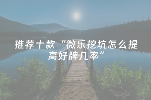 推荐十款“微乐挖坑怎么提高好牌几率”（专用神器)