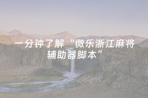 一分钟了解“微乐浙江麻将辅助器脚本”（有什么诀窍)