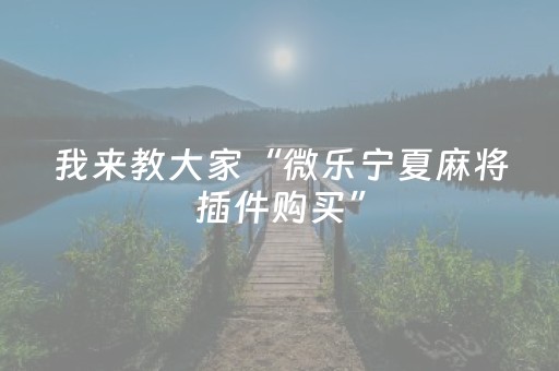 我来教大家“微乐宁夏麻将插件购买”（规律确实有挂)