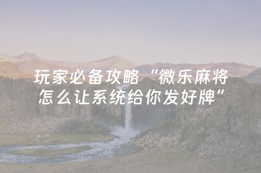 教程辅助“微乐家乡麻将斗地主助赢神器（助赢神器通用版）