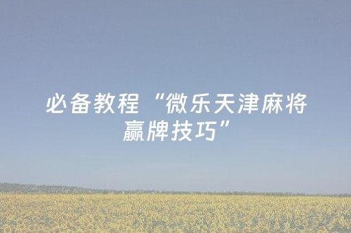 必备教程“微乐天津麻将赢牌技巧”（专用神器)