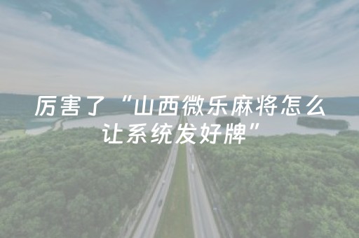 厉害了“山西微乐麻将怎么让系统发好牌”（为什么有人一直赢)