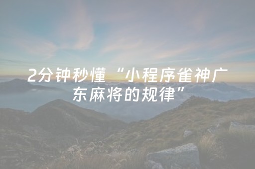 2分钟秒懂“小程序雀神广东麻将的规律”（有什么诀窍)