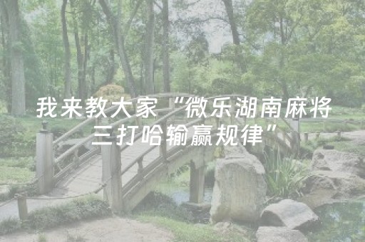 我来教大家“微乐湖南麻将三打哈输赢规律”（软件出售)