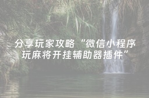 分享玩家攻略“微信小程序玩麻将开挂辅助器插件”（做弊器软件下载)