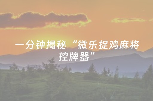 一分钟揭秘“微乐捉鸡麻将控牌器”（怎么增加胜率)