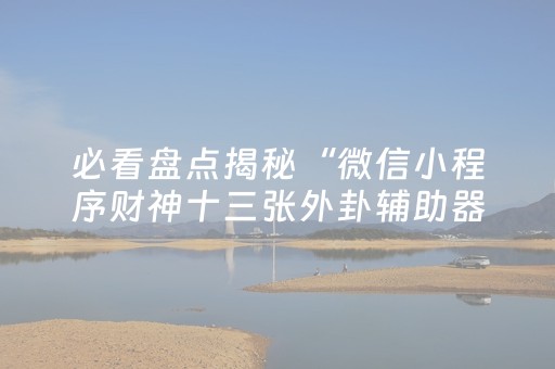 必看盘点揭秘“微信小程序财神十三张外卦辅助器”（为什么有人一直赢)