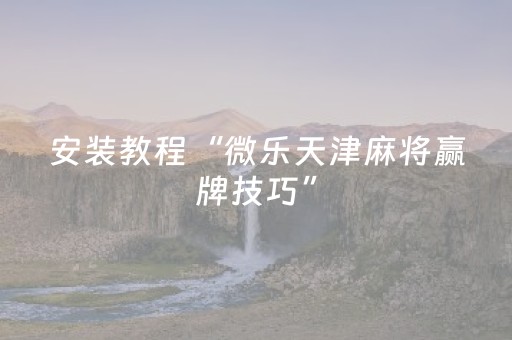 安装教程“微乐天津麻将赢牌技巧”（开挂辅助脚本)