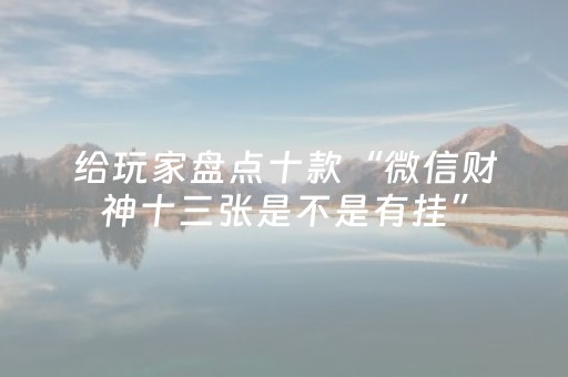 给玩家盘点十款“微信财神十三张是不是有挂”（必赢神器免费安装)