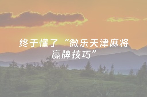终于懂了“微乐天津麻将赢牌技巧”（怎么让系统给你发好牌)