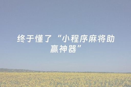 终于懂了“小程序麻将助赢神器”（软件出售)