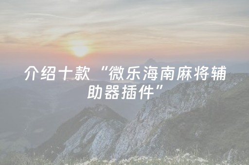 介绍十款“微乐海南麻将辅助器插件”（自建房怎么赢)