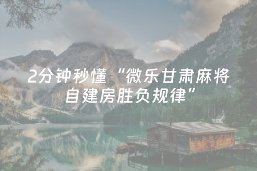 2分钟秒懂“微乐甘肃麻将自建房胜负规律”（辅牌器插件购买)