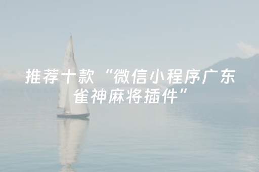 推荐十款“微信小程序广东雀神麻将插件”（辅助器通用版)