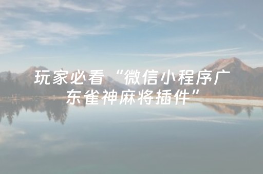 玩家必看“微信小程序广东雀神麻将插件”（怎么设置能有好牌)