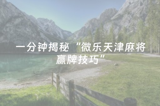 一分钟揭秘“微乐天津麻将赢牌技巧”（必赢神器免费安装)