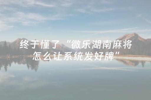终于懂了“微乐湖南麻将怎么让系统发好牌”（挂件神器)