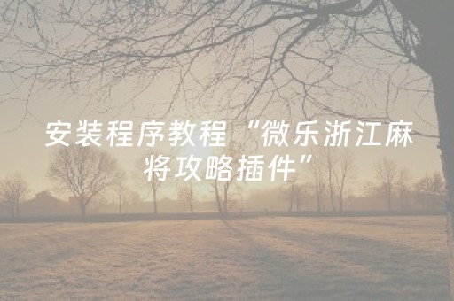 安装程序教程“微乐浙江麻将攻略插件”（怎么能让牌好一点)