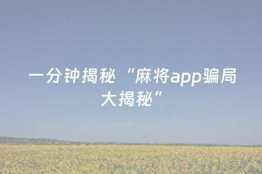 一分钟揭秘“麻将app骗局大揭秘”（透明挂辅助器)