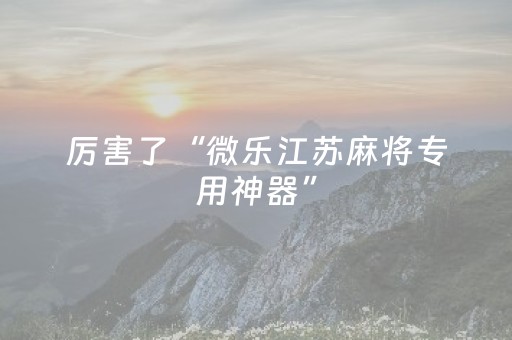 厉害了“微乐江苏麻将专用神器”（赢的技巧规律)