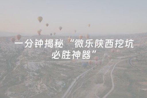 一分钟揭秘“微乐陕西挖坑必胜神器”（插件可信吗)