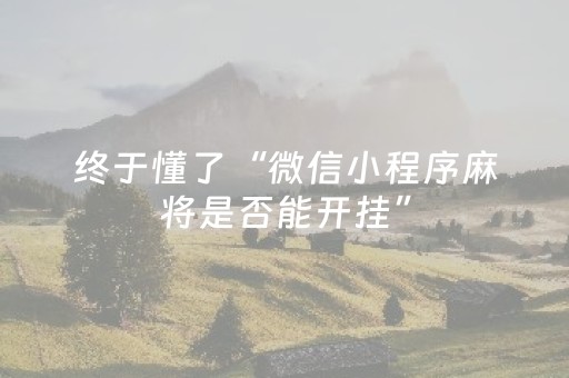 终于懂了“微信小程序麻将是否能开挂”（辅助器通用版)
